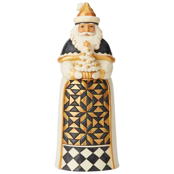 Jim Shore Heartwood Creek Black and Gold Santa with Tree