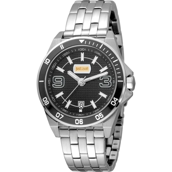 Just Cavalli Men's Sport Black Dial Stainless Steel Watch