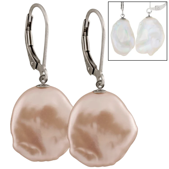 Splendid Pearls 10-11mm Baroque Shaped Freshwater Pearl Earrings