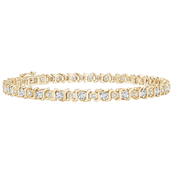 Tamborat Yellow Gold Diamond Accent Swirl Tennis Bracelet