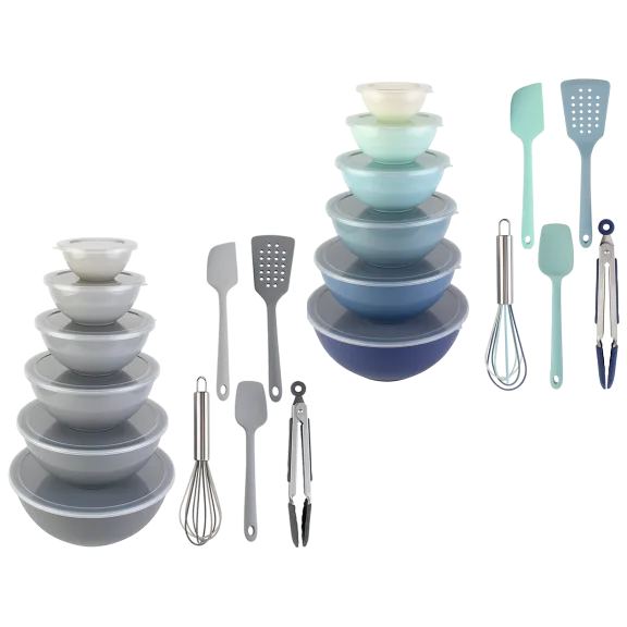 Cook with Color 6-Piece Mixing Bowls and 5-Piece Utensil Set
