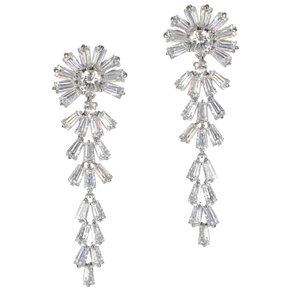 CZ by Kenneth Jay Lane Baguette Headdress Earring