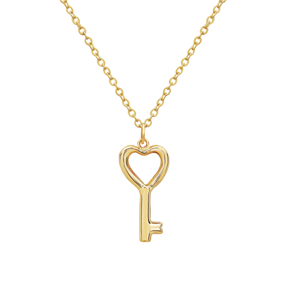 14K Gold Key Charm Necklace