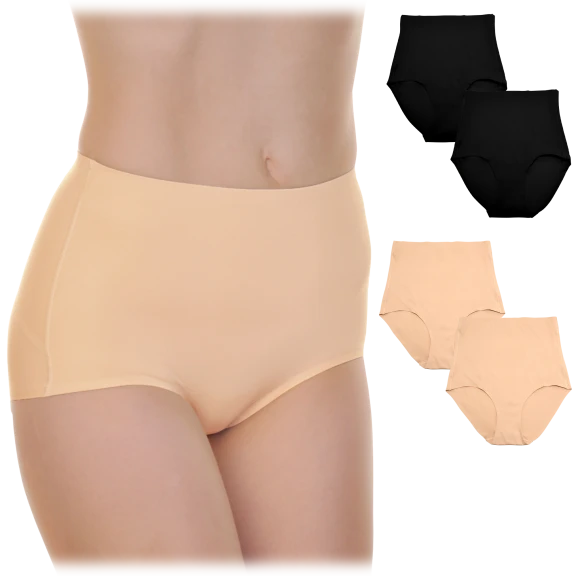 2-Pack: Angelina Microfiber Mid-Rise Waist Body Shaper Panties
