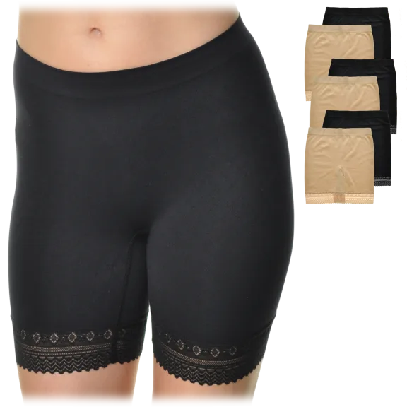 6-Pack: Angelina Seamless Safety Shorts with Lace Trim
