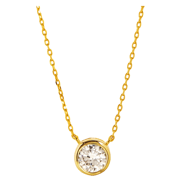 Savvy Cie Plated Bezel Set 8mm Cubic Zirconia Necklace