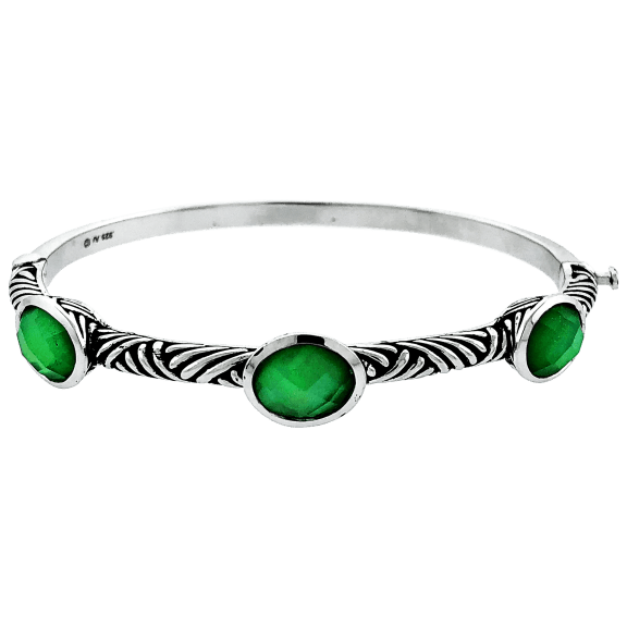 Edgewater Sterling Silver Green Oval Doublet Bracelet