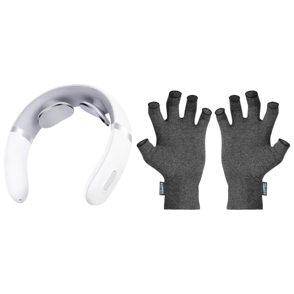 RelaxUltima TENS Neck Massager & CompressUltima Compression Gloves Bundle