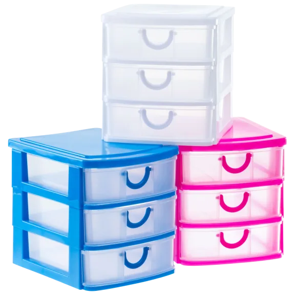 3-Pack: Home Essentials 3 Drawer Mini Organizers