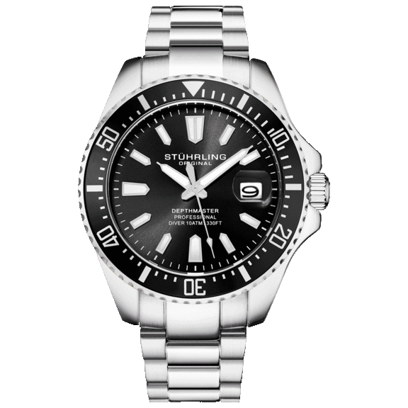 Stuhrling Men's Quartz 42mm Diver Stainless Steel Bracelet Watch