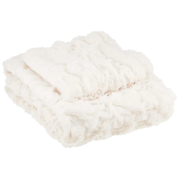 Comfort Spaces Ruched Faux Fur Throw & Pillow Cover Set