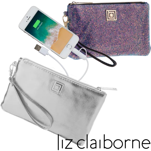 Glitter & Metallic Charging Wristlets w/RFID Theft Protection by Liz Claiborne