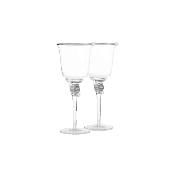 Aisle26 Rosè Wine Glass with Rhinestone Design and Silver Rim Set