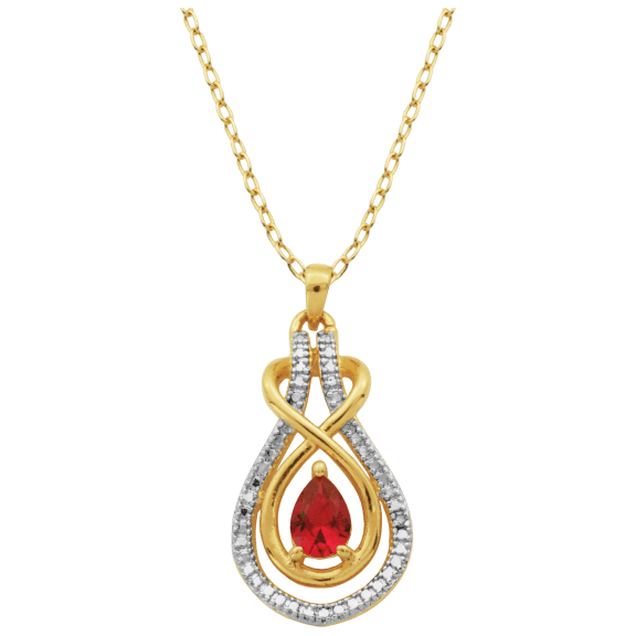 Morgan & Paige 14 Gold Rhodium Ruby Teardrop Pendant