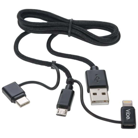 3-Pack: Vibe 3-in-1 USB Cable (Lightning, USB-C, micro USB)