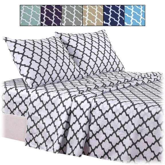 Lux Decor Collection Quatrefoil Patterned Sheet Set