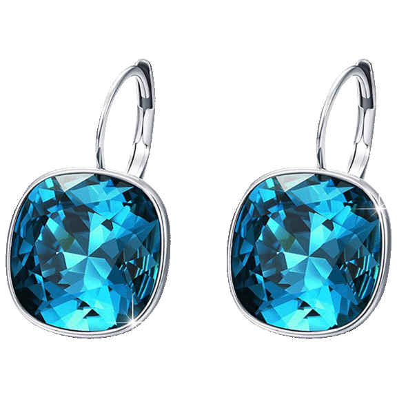 Golden NYC Jewelry Princess Cut Earrings With Swarovski Crystals