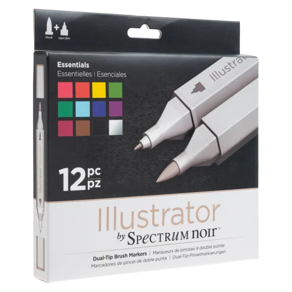 12-Pack Spectrum Noir Illustrator Twin Tip Alcohol Markers (Essentials)