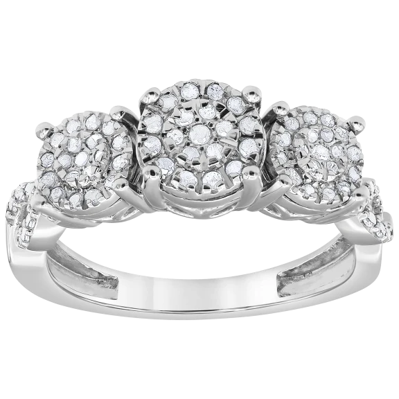 Diamond Muse Sterling Silver 1/4 Carat TW 3-Prong Setting Diamond Fashion Ring