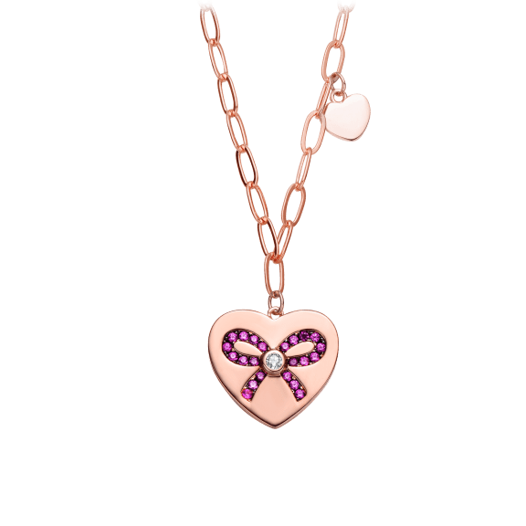Genevive Sterling Silver Pink Diamonds Necklace