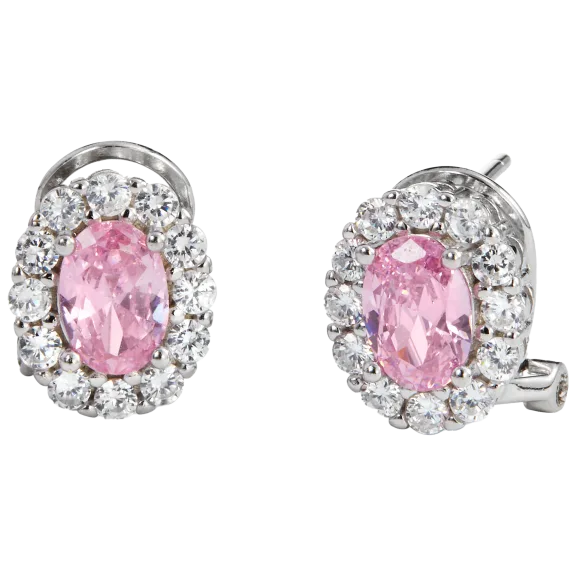 Savvy Cie Sterling Silver Pink Sapphire Earrings