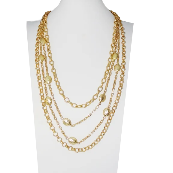 18K Yellow Gold Nugget Layered Necklace