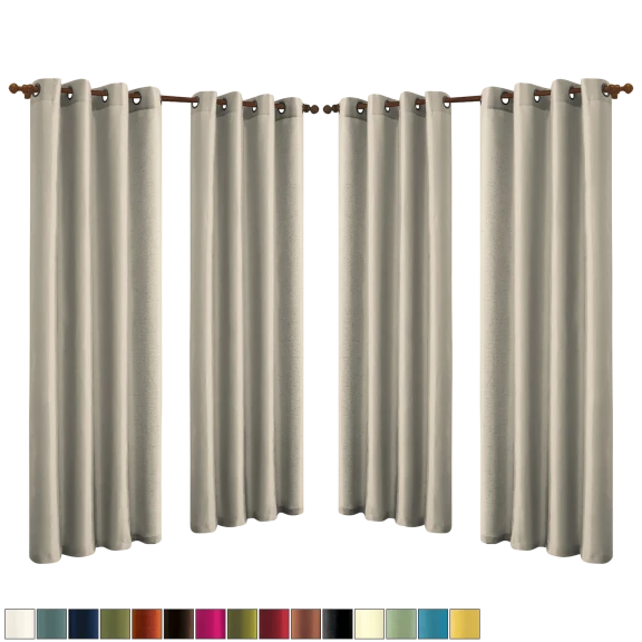 J&V Textiles Mira Set of 4 Faux Silk Grommet Panel Curtains