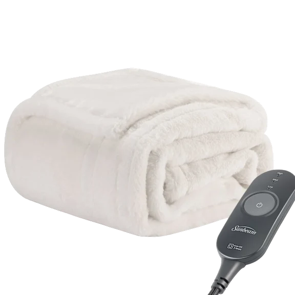 Sunbeam Heated Faux Fur Throw Blanket