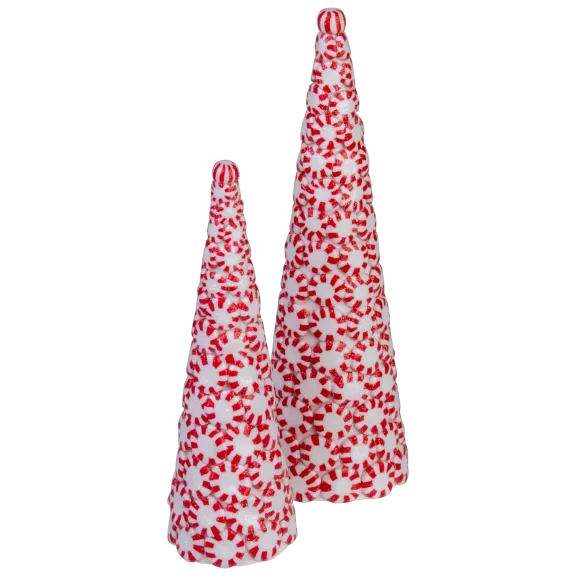 Winter Lane 2-Piece Peppermint Candy Tree Set