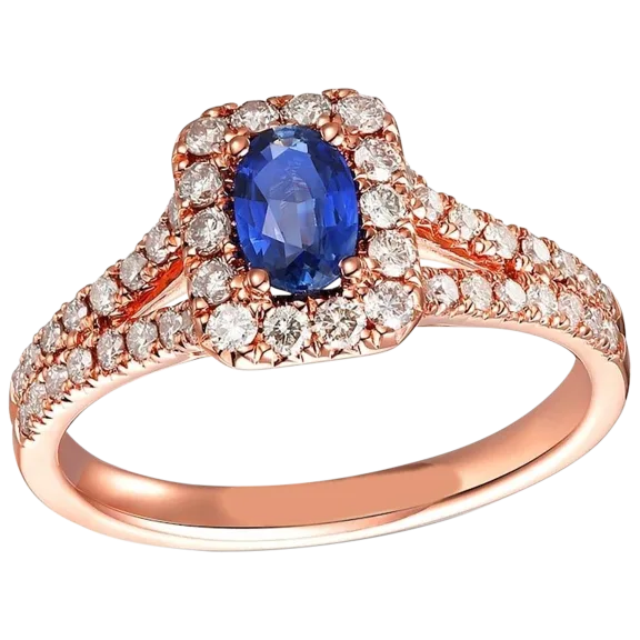 Tamborat 18K Rose Gold Plated Princess Cut Lab Created Sapphire Ring