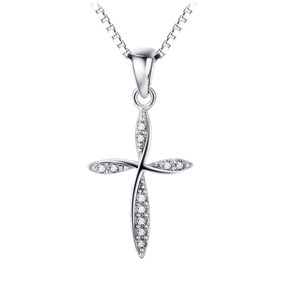 Tamborat .70 Ct White Gold Plated Forever Cross Necklace