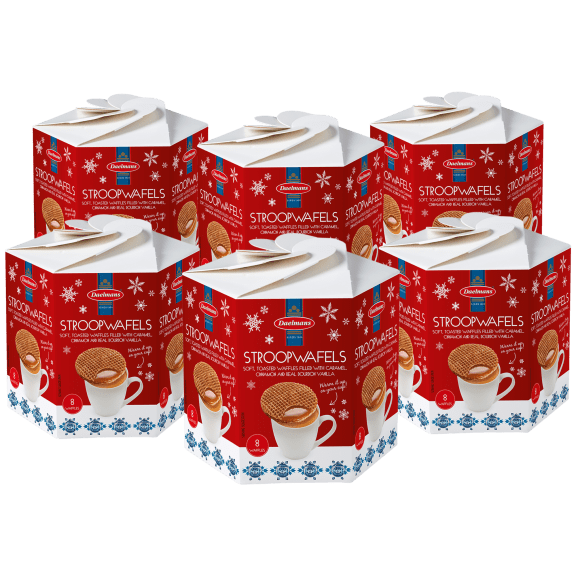 48-Pack: Daelmans Jumbo Holiday Caramel Stroopwafel Hex Box