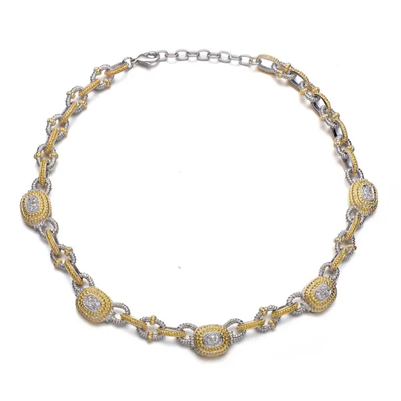 Brass & CZ Vintage Necklace