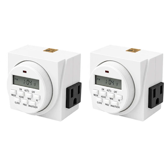 2-Pack: Hakol UltraGrow 120V Digital Programmable 7-Day Timer Outlet Plug