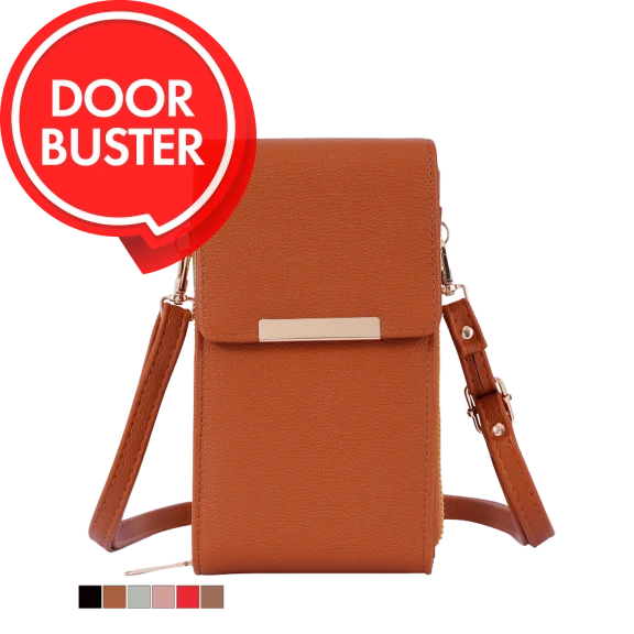 Donna & Becky Daisy Double Compartment Phone Crossbody with Metal Bar