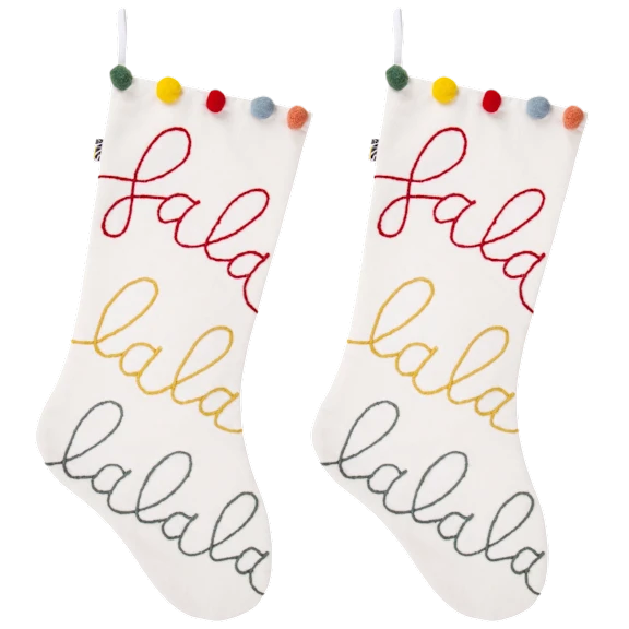 2-Pack: National Tree Company "Falala" Embroidered Stockings