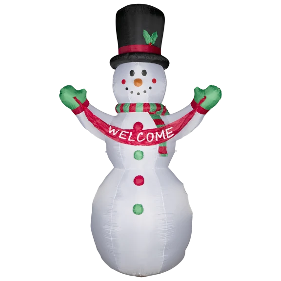 Glitzhome 12ft Lighted Inflatable Snowman with Welcome Decor