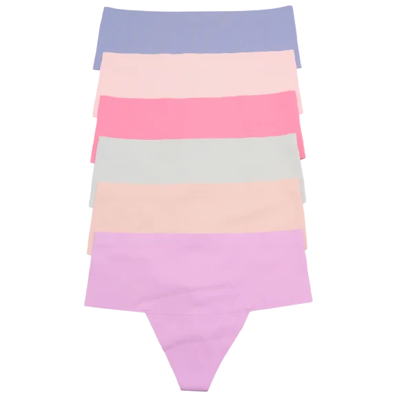 6-Pack: Angelina Nylon Laser Cut Thong Panties