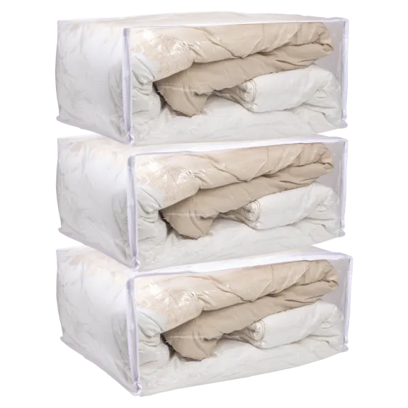 3-Pack: Simply Essential Clear Comforter Protector Storage Bags with Zipper