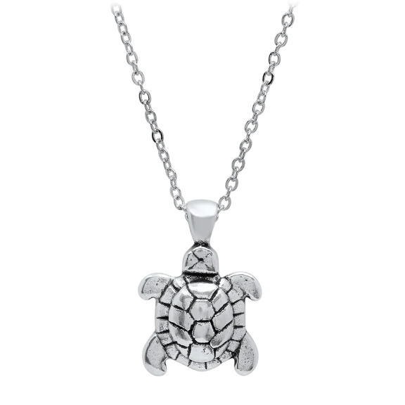 Pori Jewelers .925 Sterling Silver Delicate Turtle Charm Pendant Necklace