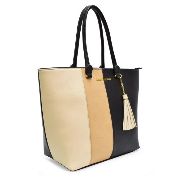 Adrienne Vittadini Color Block Tote with Tassel