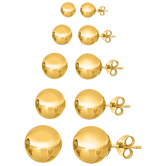 5-Pack: Golden NYC Jewelry Ball Stud Graduating Earring Set