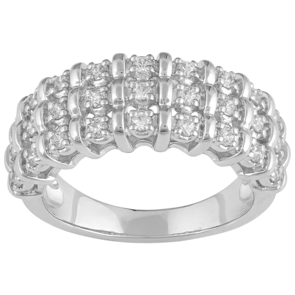 Fifth and Fine 1/2 Carat Diamond Anniversary Ring in Sterling Silver