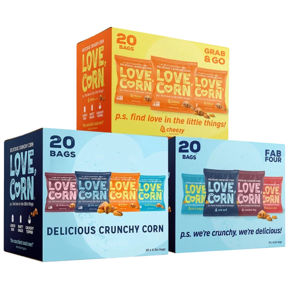 100-Pack: Love, Corn Premium Crunchy Corn Snacks