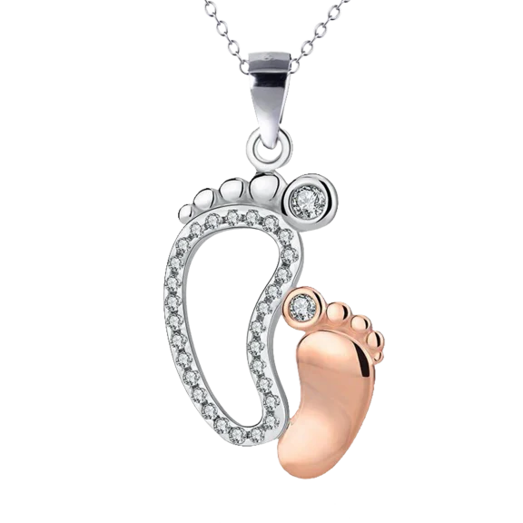 Hollywood Sensation Mother Child Footprint Necklace