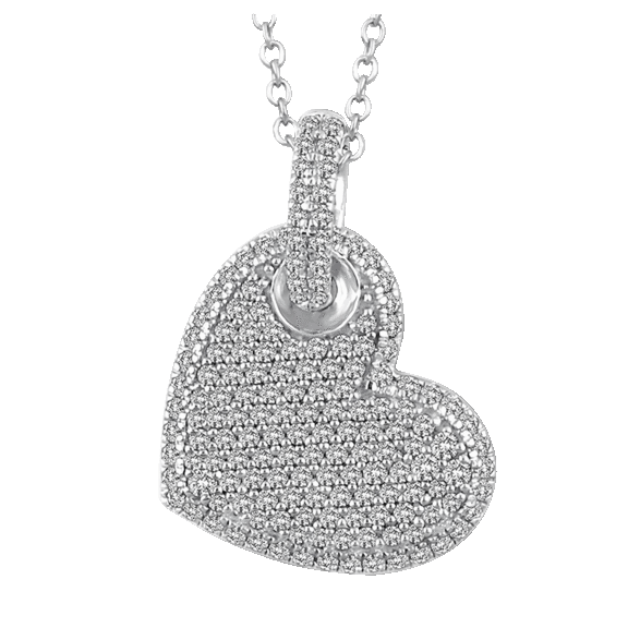 Niss & Niflaot Jewelry 18K Gold Plated Micro Pave Diamond Heart Necklace