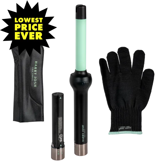 Harry Josh Pro Cordless Ceramic 1" Curling Wand with 2 Batteries