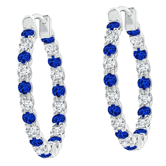 Tamborat Jewelry 1/4 Carat TW Sapphire Inside Out Hoop Earrings