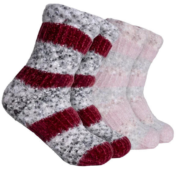 2-Pack: Nicole Miller Ladies Chenille Popcorn Lodge Socks