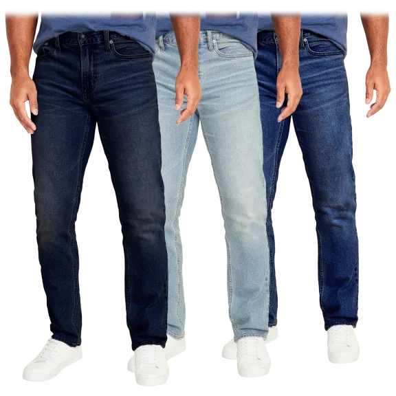 3-Pack: Men's Flex Stretch Slim Straight Jeans with 5 Pockets